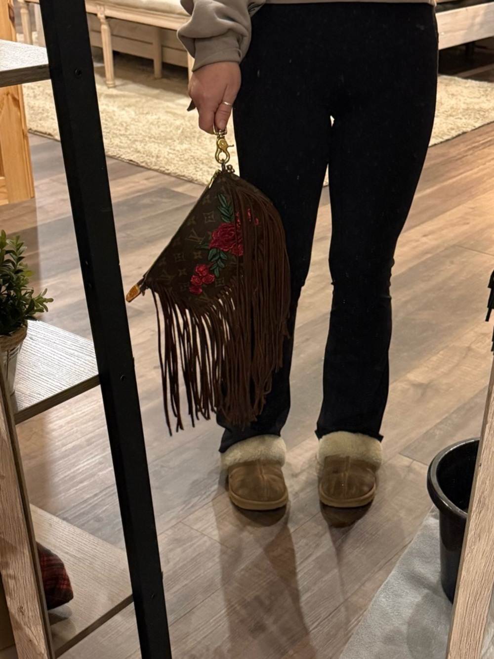 Louis Vuitton Fringe Crossbody Bag with Red Rose Embroidery - Brown - Picture 13 of 13